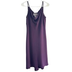 Vtg 1990s Y2K Evan Picone Dark Purple Double Strap Cowl Neck Midi Dress Sz 6